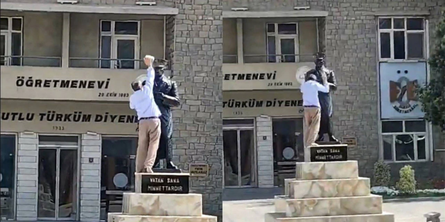 Elazığ'da Atatürk heykeline taşlı saldırı