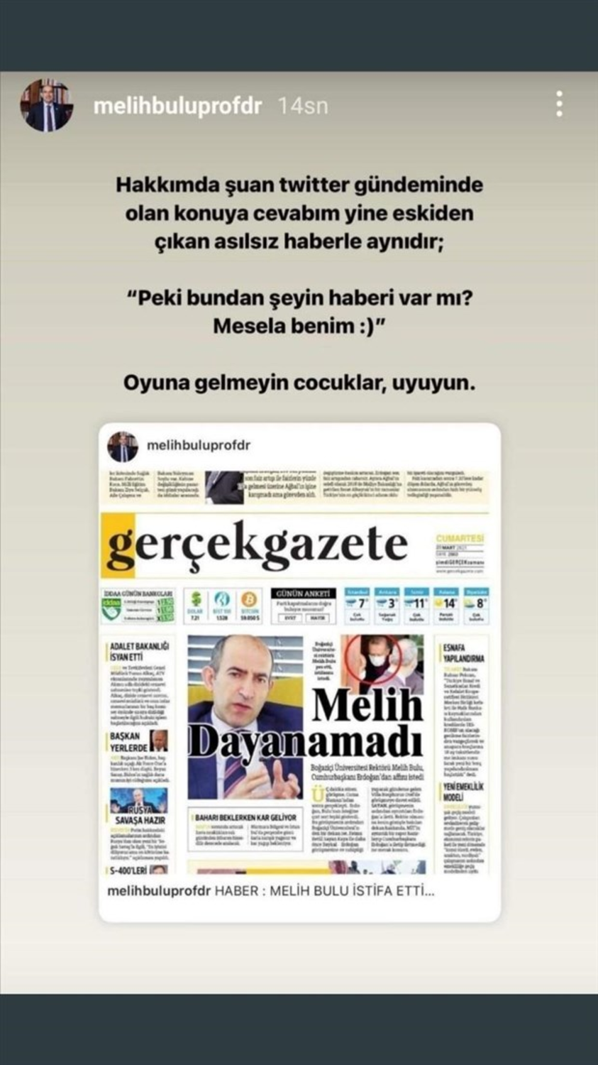 Boğaziçi Üniversitesi Rektörü Bulu, görevden alındı